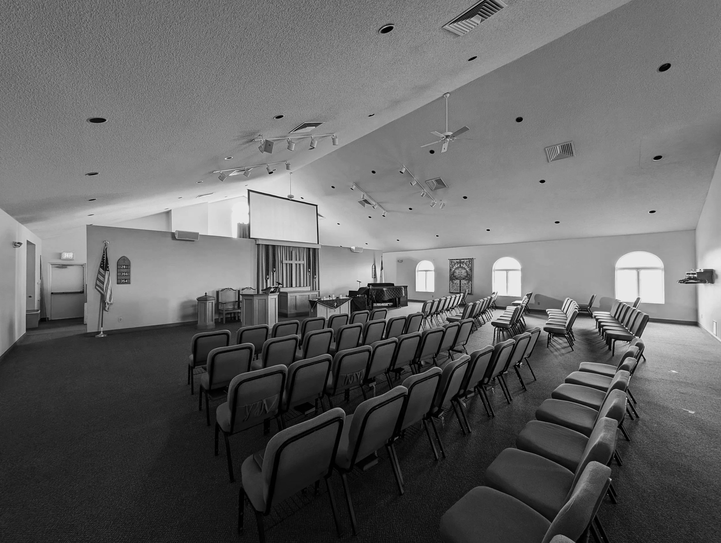 Inside the sanctuary at Galloway Presbyterian Church